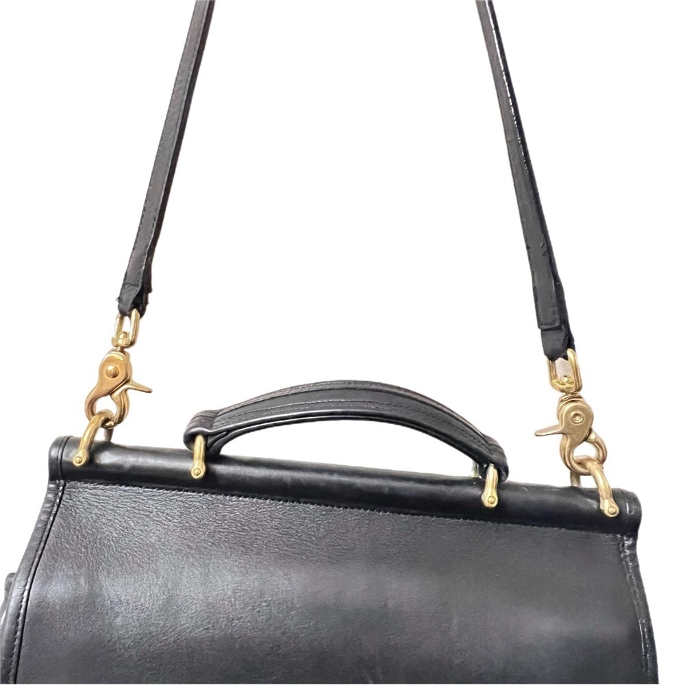 Vintage Coach Black Leather Willis Crossbody/Satchel Bag 9927 - Picture 5 of 12